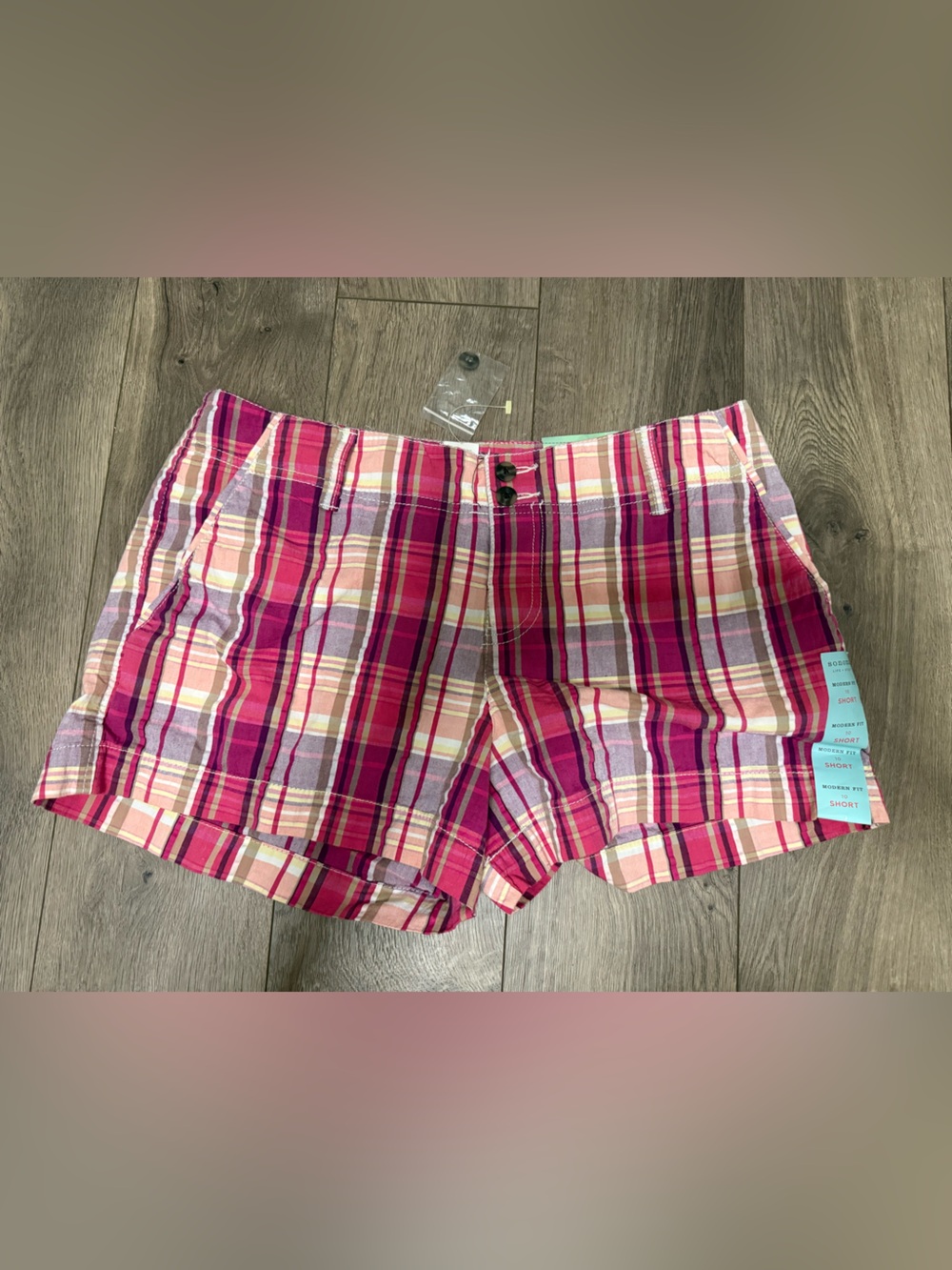 Sonoma Pink Plaid Cotton Blend Women's Jean Shorts